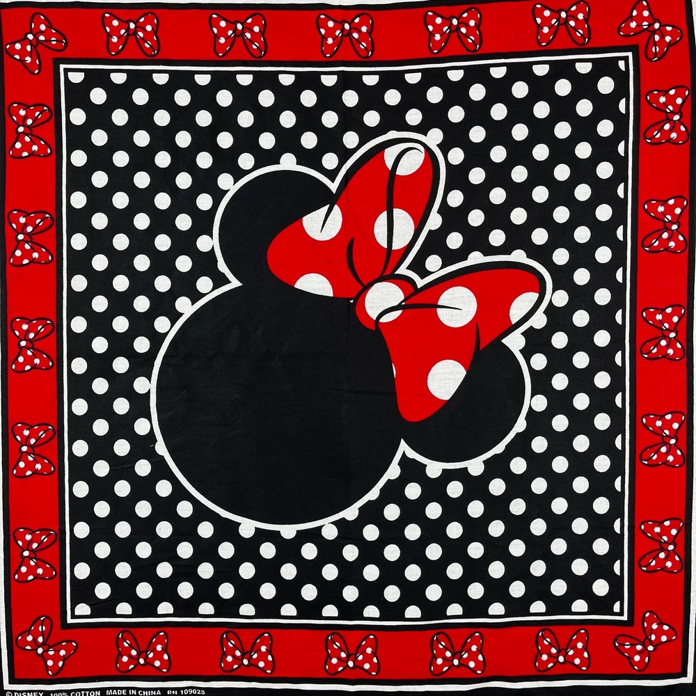 Disney Minnie Mouse Bandana Black White Polka Dot Cotton Scarf